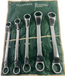 Rockforce Klucze oczkowe odgięte Zestaw 5 el. 32- 55 mm CrV