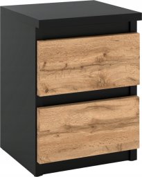 Stiv-Meble SZAFKA NOCNA CZARNA DĄB WOTAN 30 CM 2 SZUFLADY STOLIK RTV DO SYPIALNI LOFT