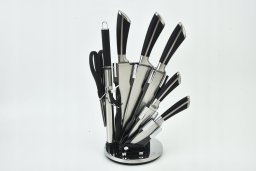 Elitehoff ZESTAW 9 ELEM. NOŻY KUCHENNYCH W STOJAKU Z OSTRZAŁKĄ I NOŻYCAMI E-6263
