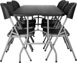 eHokery Zestaw cateringowy FETA BLACK 180 cm + 6 krzeseł BLACK