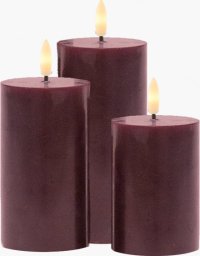 Dekoracja świąteczna Sirius Sirius Sille Rechargeable 3 pcs Set, Ø7,5xH10/12,5/15cm, Bordeaux