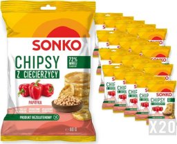 SONKO 20x SONKO Chipsy z ciecierzycy o smaku papryki 60g