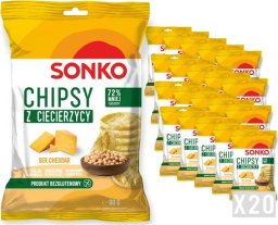 SONKO 20x SONKO Chipsy z ciecierzycy o smaku sera cheddar 60g