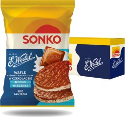 SONKO 16x SONKO Wafle ryżowo-kukurydziane w czekoladzie mocno mlecznej E.Wedel 30g