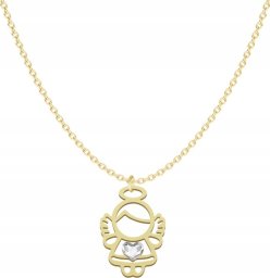 Radziszewska Jewellery Złoty Naszyjnik z Aniołkiem Anioł 925 Serce Prezent ŻYCZENIA