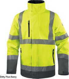 Kurtka męska Delta Plus TRACK - kurtka ostrzegawcza ocieplana z poliestru powlekanego PU 4 kieszenie. tkanina pikowana, poliester ripstop - żółty fluo-szary 5XL