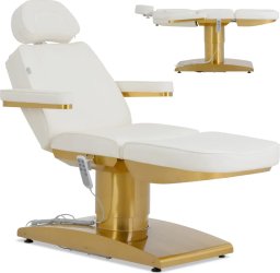 Physa Fotel kosmetyczny SPA podgrzewany 3 silniki 200 kg VARESE - biało złoty Fotel kosmetyczny SPA podgrzewany 3 silniki 200 kg VARESE - biało złoty