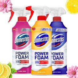 Domestos Zestaw 3 x Domestos Power Foam Piana Do Mycia Toalety i Łazienki 435ml