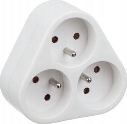 Legrand Rozgałęźnik 3gniazdowy z uziemieniem trójkątny 3x2P+Z Biały