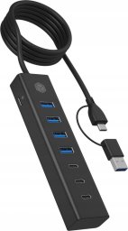 Icy Box Hub IB-HUB1737-C3 7-Port USB 3.2 Gen 1 Hub, 3x USB Type-C., 4x USB Type-A