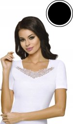 Emili Koszulka damska z krótkim rękawem  FLORA czarna 2XL