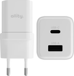 Ładowarka Allity Allity ładowarka sieciowa GaN PD QC ATC-01-20WAC 1x USB-C 1x USB-A 20W biała