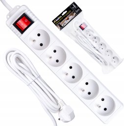 KELTIN Przedłużacz elektryczny – listwa zasilająca biała 5 gniazd 3m (40)