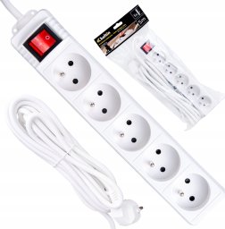 KELTIN Przedłużacz elektryczny – listwa zasilająca biała 5 gniazd 5m (40)