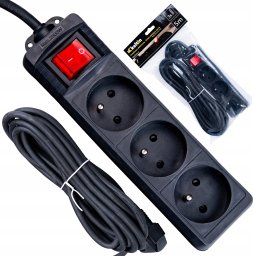 KELTIN Przedłużacz elektryczny – listwa zasilająca czarna 3 gniazda 5m (40)