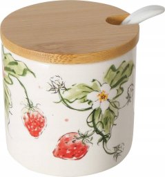 Boltze Ceramiczny pojemnik z łyżką i bambusową pokrywą, STRAWBERRY