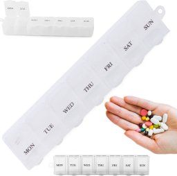 Verk Pojemnik na leki tygodniowy lekarstwa kasetka organizer na suplementy 7 dni Pojemnik na leki tygodniowy lekarstwa kasetka organizer na suplementy 7 dni