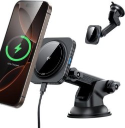 Ładowarka ESR Uchwyt samochodowy na kokpit / szybę z ładowarką indukcyjną ESR Halolock Magnetic Magsafe Dashboard Car Mount Wireless Charger Qi2 15W Black