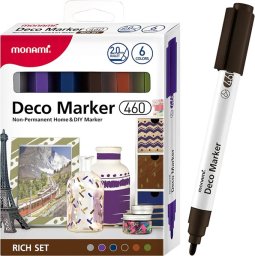 Monami Markery Akrylowe Dekoracyjne Deco Marker B 460 6 Kolorów Rich