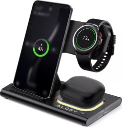 Ładowarka Alogy Ładowarka Indukcyjna bezprzewodowa 3w1 Alogy Qi do Samsung stacja ładowania stojak czarna