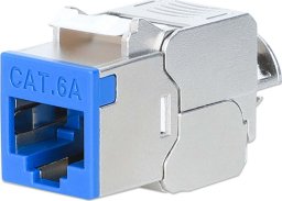 Intellinet Network Solutions INTELLINET Cat6a 10G Slimline Keystone-Modul STP werkzeuglos mit Rastclip f�r Massivdraht vergoldete Kontakte Metallgeh�use blau