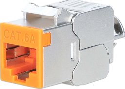 Intellinet Network Solutions INTELLINET Cat6a 10G Slimline Keystone-Modul STP werkzeuglos mit Rastclip f�r Massivdraht vergoldete Kontakte Metallgeh�use orange