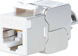 Intellinet Network Solutions INTELLINET Cat6a 10G Slimline Keystone-Modul STP werkzeuglos mit Rastclip f�r Massivdraht vergoldete Kontakte Metallgeh�use weiss