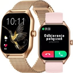 Smartwatch Rubicon Zegarek SMARTWATCH Rubicon RNCF03 r.gold mesh + pink silicone