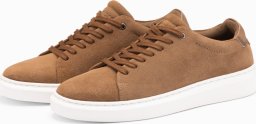 Ombre Klasyczne męskie buty sneakersy z miękkiego zamszu jasnobrązowe V1 OM-FOCS-0163 45
