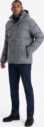 Casualowa kurtka męska puffer z wełną  szary melanż V1 OM-JAHP-0203 M