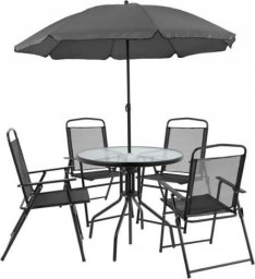 Zestaw mebli ogrodowych balkon taras CHILE stół parasol 4os. czarny