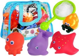 LeanToys Zestaw Zwierząt Morskich do Kąpieli + Sitko