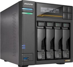 Serwer plików Asustor LOCKERSTOR 4 Gen3 AS6804T 4-bay, AMD Ryzen V3C14 Cztery rdzenie 2.3GHz, 16G ECC DDR5, 4x M.2 PCIe (NVMe), 2x 10 GbE, 2x 5 GbE,