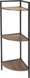 Regał narożny metalowy, 3 półki z MDF,  23,5 x 23,5 x 76 cm