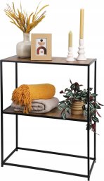 Loftowy regał z 2 półkami, metal i MDF, 71 x 31 x 85 cm