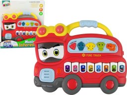 LeanToys Interaktywne Pianinko Straż Pożarna Dźwięk Zwierzątka Odgłosy Pojazdów Melodie Czerwona LEAN Toys