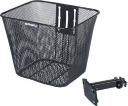 Basil Kosz na kierownicę BILBAO, Fixed ze wspornikime do mocowania na główce ramy 22-25,4mm , Stalowy, Czarny (NEW 2025)