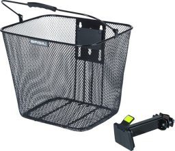 Kosz na kierownicę BASIL BILBAO, BasEasy ze wspornikiem do mocowania na główce ramy 22-25,4 mm , Stalowy, Czarny (NEW 2025)