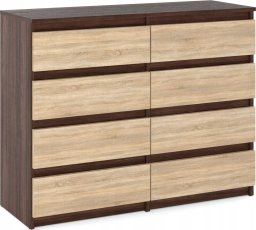 Komoda Z 8 Szufladami Dąb Wenge Sonoma 120 CM Szafka Rtv Szafa Kredens