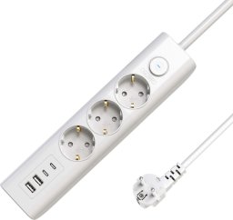 3-way USB Schuko Power Strip