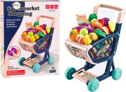 LeanToys Wózek Sklepowy Dla Dzieci Warzywa Do Krojenia Granatowy LEAN Toys