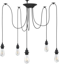 vidaXL Lampa wisząca z 5 uchwytami na żarówki E27 Czarny metal