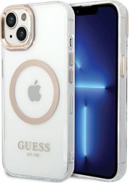 Guess Guess GUHMP15MHTRMD iPhone 15 Plus / 14 Plus 6.7" złoty/gold hard case Metal Outline Magsafe