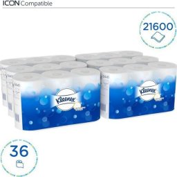 Kimberly-Clark Kleenex - Papier toaletowy w małych rolkach, 2 warstwy, biały - 600 odcinków