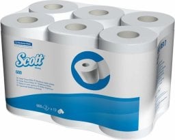 Kimberly-Clark Scott Essential - Papier toaletowy w małych rolkach, 2 warstwy, biały - 600 odcinków