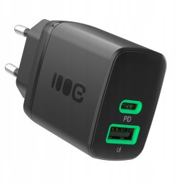 Greencell PowerSource Duo30 Czarna Ładowarka sieciowa 30W USB-C USB-A Power Delivery QC3.0- 1x USB-C, 1x USB-A
