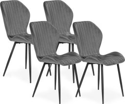 Zestaw 4 krzeseł do salonu jadalni nowoczesne krzesło szary welur ModernHome