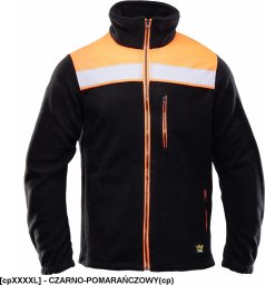 ORPO - POLAR RIVAL wzmocnienia z materiału OXFORD 3 kieszenie zapinany na zamek polar 100%  320 g/m2 pasy odblaskowe - CZARNO-POMARAŃCZOWY(cp) 2XL.