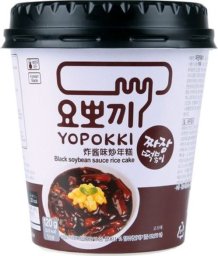 Koreańskie kluseczki ryżowe tteokbokki topokki instant w sosie jjajang z czarnej fasoli yopokki 120g