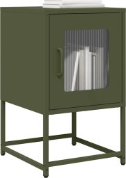vidaXL Szafka nocna, oliwkowa, 36x39x60,5 cm, stal walcowana na zimno